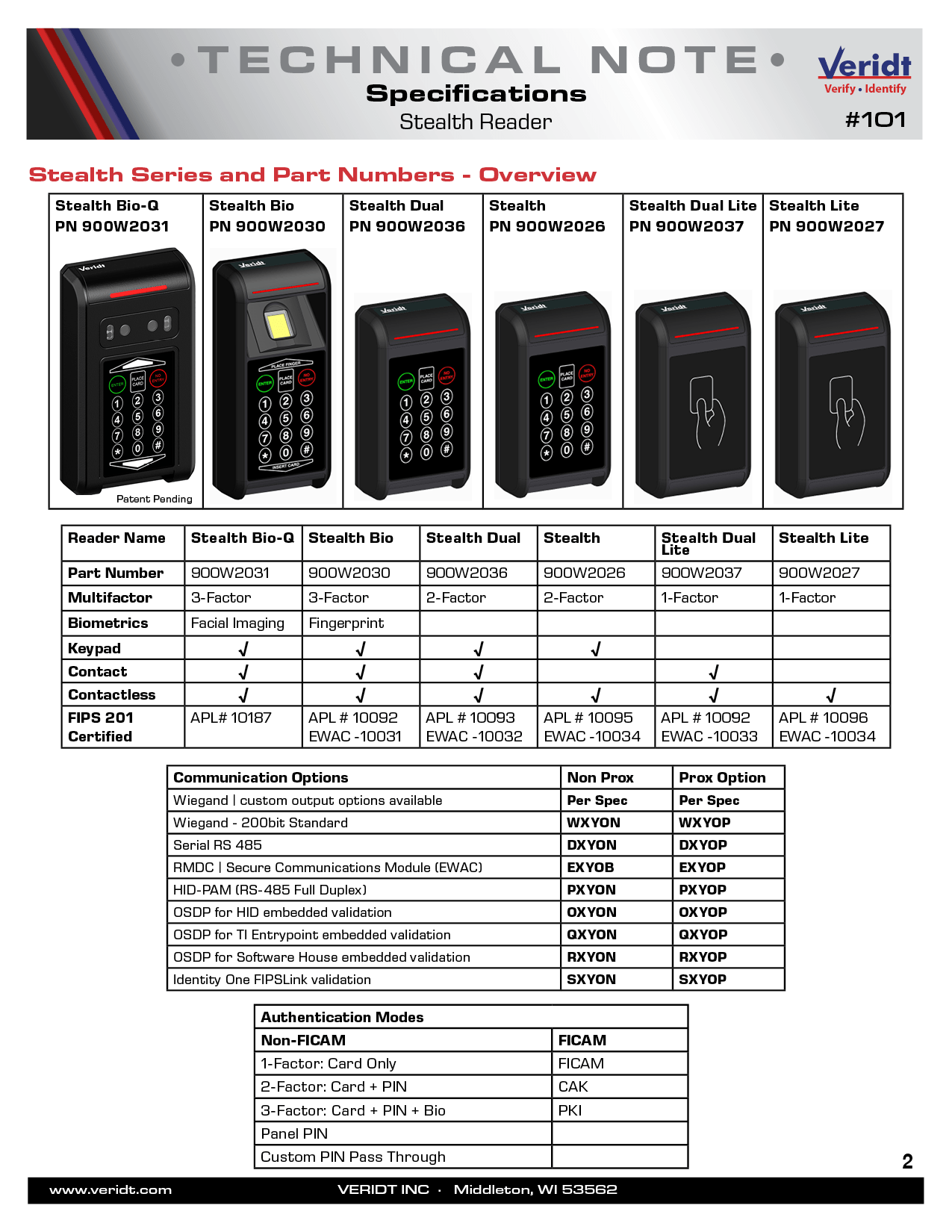 #101 Stealth Reader Specifications