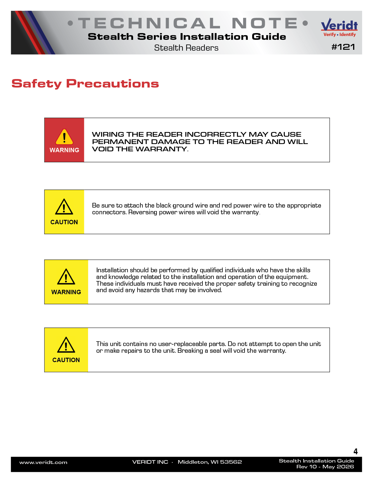 #121 Stealth Series Installation Guide